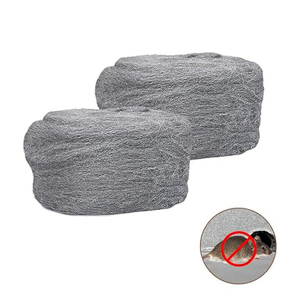 Steel Wool Mice Control - 2 Pcs 2.36"×9.84Ft Steel Wool for Wall Hole/Gap Filler - Best Thing to Get Rid of Mice - Keep Animals Away from Cracks,Siding,Pipeline,Vents in Garden/House/Garage/Kitchen