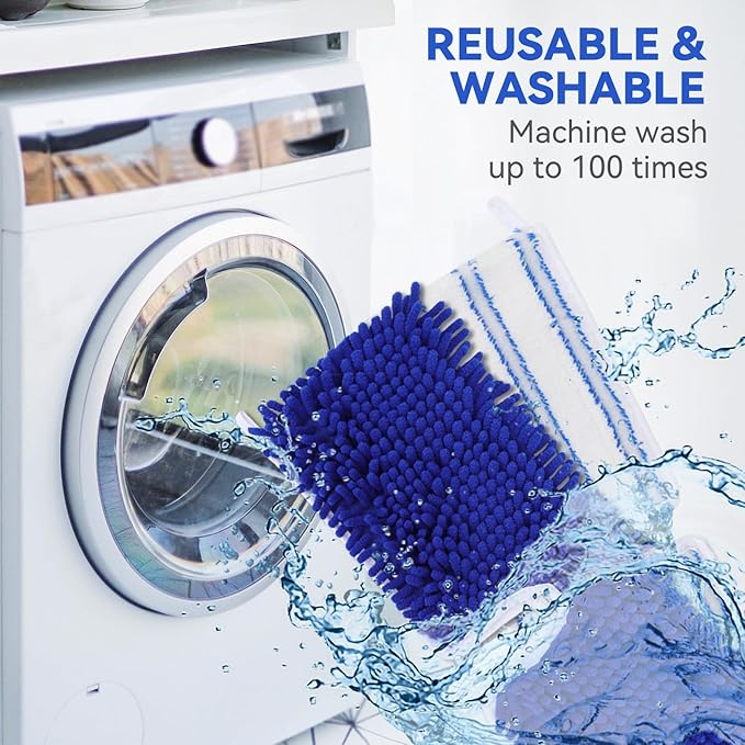 Mop Heads Replacements Compatible with Cedar Dual-Action Flip Mop - Chenille Double Sided Replace Pads for Dry/Wet Use - Washable Dust Mop Refills,3 Microfiber + 2 Chenille-Microfiber Double Sided
