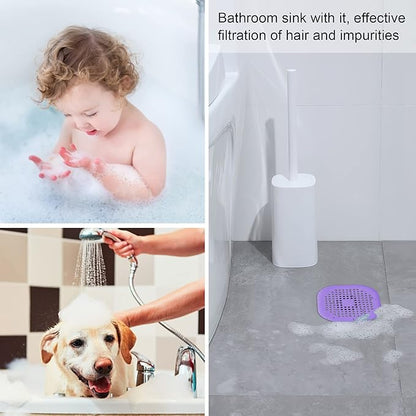4 Pcs Shower Drain Hair Catcher Bathtub Stopper Home Drain Protectors Drain Cover with Sucker Water Trap Sink Cover for Bathroom Bathtub and Kitchen (Purple)