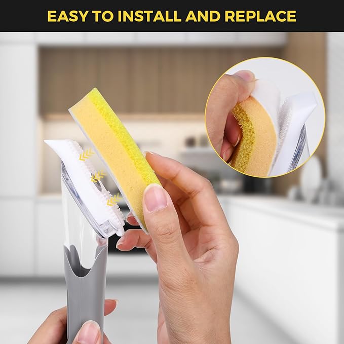 Sponge Refills for Scrub Daddy Dish Daddy - 20 Packs Dish Wand Refills, Scrub Brush Replacement Heads, Dish Brush Replacement Head for Kitchen Cleaning, Yellow (Only Sponge Heads)