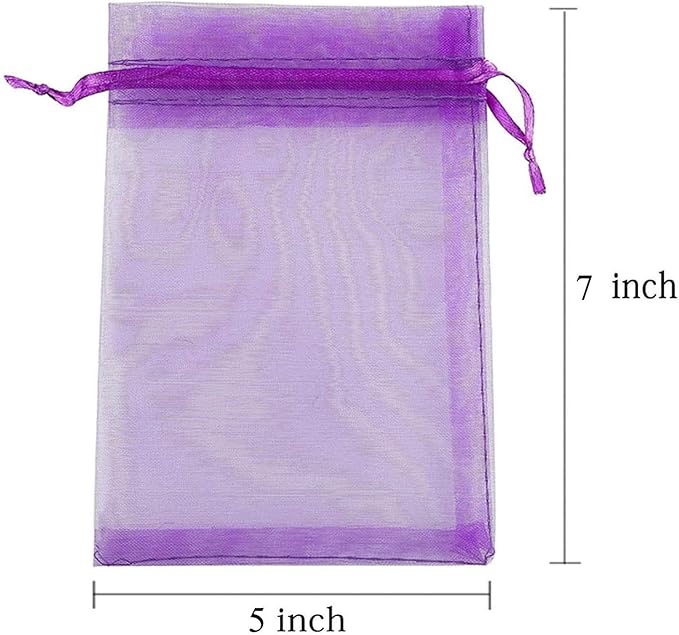 100pc 5x7 inches Gifts Wrap Bags Mixed Color,Organza Sheer Fabric,Drawstring Pouches for Baby Shower Favor,Jewelry,Christmas Ornament,Valentine Day,Bathroom Craft Soaps,Accessories Set,Hotel,Bracelets