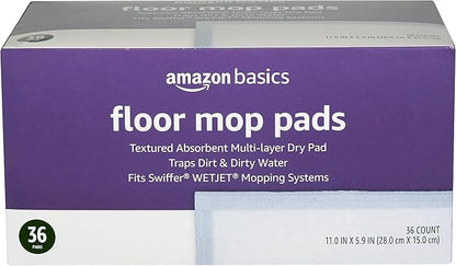 Amazon Basics Floor Cleaning Wet Mopping Pads, Super Absorbent, Fits Swiffer WetJet Mopping Systems, 36 Count