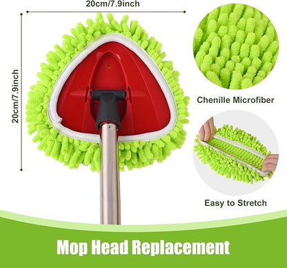 3 Pack Chenille Mop Head Replacements: Compatible with Ocedar Easywring 1 Tank System - Microfiber Spin Mop Refill Accessories - Reusable for Floor Cleaning Green