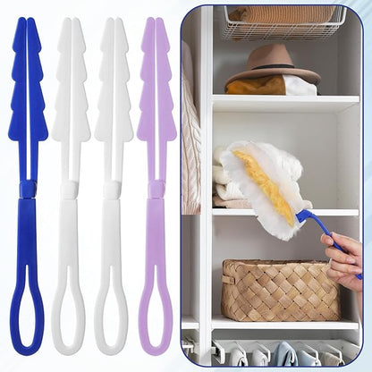 4 Pack Foldable Replacement Duster Handle Compatible with Swiffer Duster Handle, Plastic Dusting Wands for Tight Spaces 4 Color
