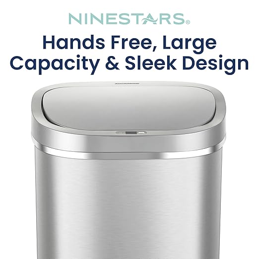 Ninestars 21 Gallons Automatic Touchless Kitchen Trash Can with Lid, Motion Sensor Trash Can for Kitchen, Living Room, Office, 80 Liter Stainless Steel Garbage Bin (21 Gallon Rectangular)