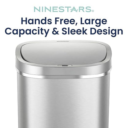 Ninestars 21 Gallons Automatic Touchless Kitchen Trash Can with Lid, Motion Sensor Trash Can for Kitchen, Living Room, Office, 80 Liter Stainless Steel Garbage Bin (21 Gallon Rectangular)