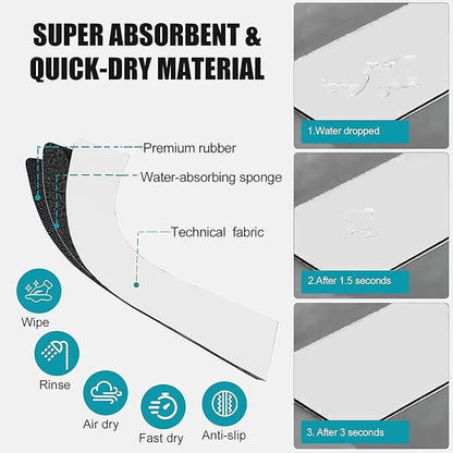 Customizable Faucet Mat for Kitchen Sink: 33"Lx5.5"W Long Absorbent Edge Protector & Splash Guard for Large Double bowl Sink- Cut to Fit 2, 3, 4 Holes Faucet & Irregular Sink with Soap Dispenser