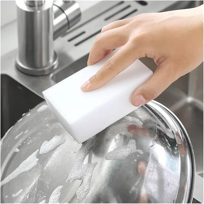 White Sponge Eraser Multi-functional Car Interior Detail Cleaning Tools Magic Sponge For Kitchen Bathroom Office(50pcs S)