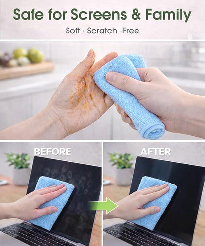Microfiber Cleaning Cloth Roll - 100 Pack Tear Away Microfiber Paper Towels, Reusable, Washable, Scratch-Free, Kitchen Towels for Car, Home, Kitchen, Glass, Dishes (Blue)