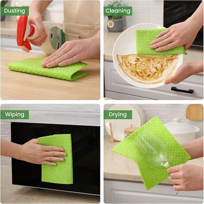 Homaxy Swedish Dishcloths for Kitchen, 6 Pack Reusable and Washable Cellulose Sponge Cloths Dish Towels, Absorbent and No Odor Paper Towels for Dishes ＆ Counters, Assorted