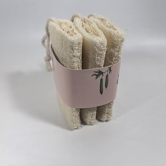 Natural Shower Loofah Sponge Set 3 Pack,Exfoliating Body Scrubbers,Organic Shower Loofahs for Body Daily Skin Back,Face Care Bath