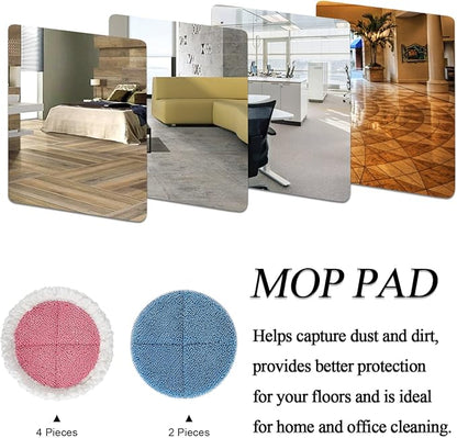 Electric Mop Pads, 7.28in Spin Mop Pads, Round Replacement Mop Pad for Floor Cleaning (6 Pack)