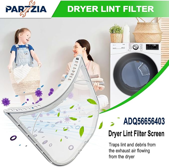 ADQ56656403 Dryer Lint Filter Replacement for LG Dryer & WashTowers, Durable Dryer Lint Screen Trap with Dryer Vent Lint Brush - Replaces ADQ56656403 AP4457244 1462822 AP7012980 PS16546780