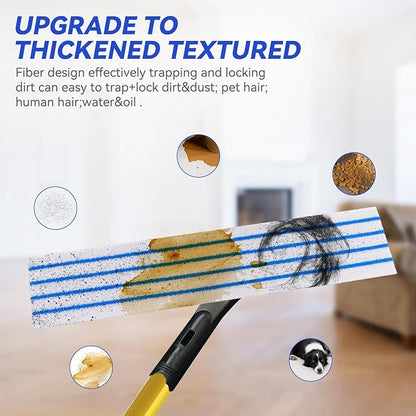 Replacement Disposable Microfiber Pad Fit for Rubbermaid Quick Connect Mop System - 50 Pack Wet & Dry Commercial Cleaning Refills with Scrubbing/Scouring Stripes Fit for Any Flat System 17 and 18 Inch