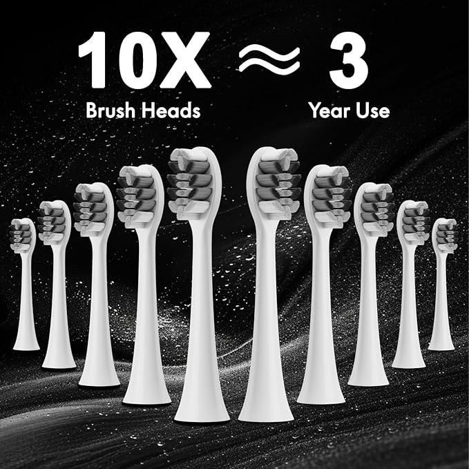 Kuicur Diamond Style - Electric Toothbrush, 10 Brush Heads & Travel Case, 42,000 VPM Electric Motor & Wireless Charging, 15 Modes with Smart Timer, Ultra Whitening Toothbrush for Adults and Kids