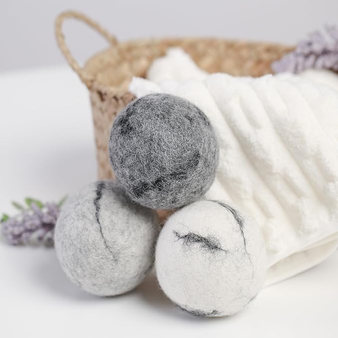 Wool Dryer Balls Handmade 3 Pack XL,Organic Laundry Dryer Balls,100% New Zealand Wool Natural Fabric Softener,Reusable 1000 Loads,Wrinkles Free, Shorten Drying Time,Baby Safe (3 Pack,Cloudscape Trio)