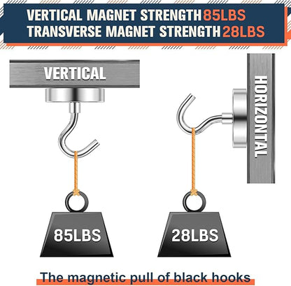 FINDMAG Magnetic Hooks for Cruise Cabins, 85lbs Magnetic Hooks for Hanging, Magnet Wall, Strong Magnets Heavy Duty, Classroom Decor, Locker Decorations, Office Accessories, 10 Pack, Silver