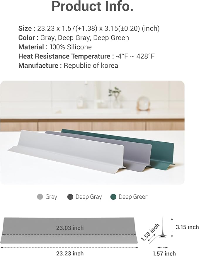 DEARCUS Kitchen Sink Splash Guard 23 Inch – Soft Silicone Water Shield Keeps Clothes & Countertops Dry, Strong Suction Non-Slip, No More Wet Sleeves or Sore Arms – Dishwasher Safe, Easy Install (Gray)
