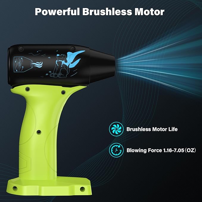 Jet Dry Mini Blower 130000 RPM High Speed Jet Fan, 4 Speed Control, Compatible with Ryobi 18V Battery, Cordless Handheld Blower for Car Drying & Cleaning (Battery Not Included)