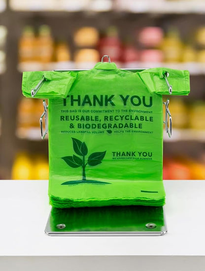 UMT Plastar 200 Count Biodegradable T-Shirt Bags, Compostable Thank You Grocery Bags, Eco Friendly Plastic Shopping Bags, 11.5 x 6.25 x 21 Inch, 16 Mic Heavy Duty Retail Carry Out Bags