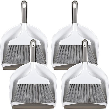4 Sets Mini Dustpan and Brush Set Small Dustpan and Broom Set Portable Home Cleaning Supplies Brush and Dust Pan Combo with Handle for Desk Kitchen Keyboard Car Pet Waste