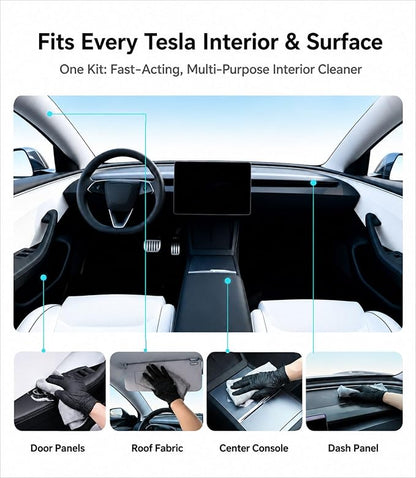 Tesla Seat Cleaner & Stain Remover, Tesla Interior Cleaner for White & Black Vegan Leather | Tesla Model Y Juniper Accessories 2026 & Tesla Model 3 Accessories, S/X/Cybertruck (Apple Y)