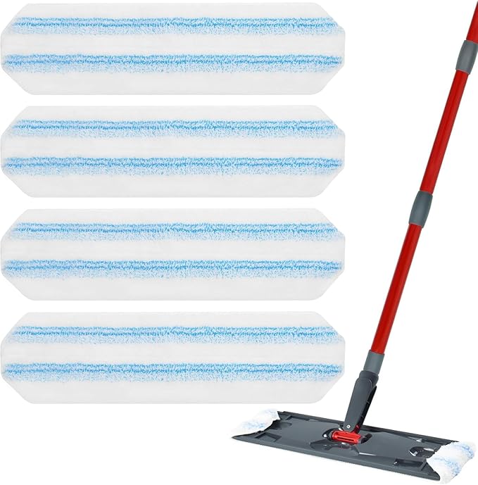 4 Pack Mop Pads Replacements for OCedar H2prO Flat Mop System,Microfiber Handle Pads Refills Washable & Reusable for Easy Cleaning