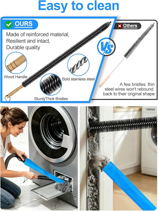 Dryer Vent Hose and Cleaning Kit,Dryer Vent Cleaner Kit,Dryer Vacuum Hose Attachment with Dryer Lint Brush and Dryer Cleaning Hose,Dryer Duct Cleaning Kit,Dryer Lint Cleaner,Dryer Vent Kit,Dryer Vent