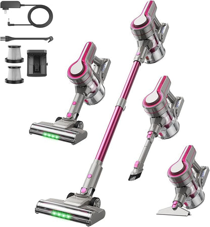 Cordless Vacuum Cleaner, 600W 50KPA 50Mins Stick Vacuum Cleaners for Home with LED Light, Self-Standing, Anti-Tangle Brush, Lightweight Vacuum for Pet Hair, Carpets, Hard Floors
