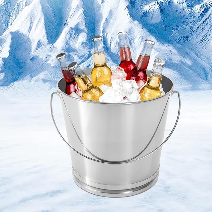 20L/21Qt Large Stainless Steel Compost Bucket Metal Milk Pail with Lid & Handle, Compost Bin Kitchen Scrap Buckets Food Waste Slop Storage Container Buckets Garbage Pail Trash Can