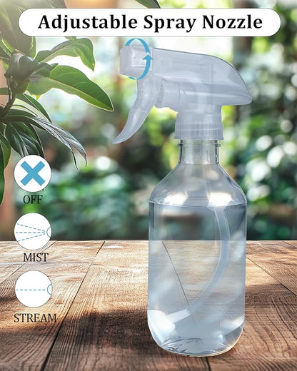 2 Pack 360° Spray Bottles, 10 oz Plastic Small Containers with Adjustable Spray Nozzles, Spray Bottles for Hair, Cleaning Solutions, BBQ and Plants Amber