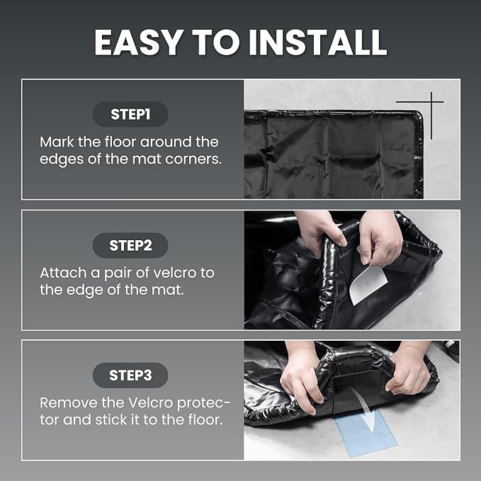 8’6" x 22’ Heavy-Duty Garage Floor Mat - 610GSM Commercial-Grade PVC Containment Mat with 1.2" Raised Edges to Trap Water, Mud, Snow & Oil, Waterproof Garage Floor Mat for Cars, Non-Slip