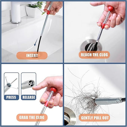 76 Inch Drain Snake Upgraded Ball Knob – Toilet Snake Flexible Grabber Claw for Clog Remover & Pick Up Items