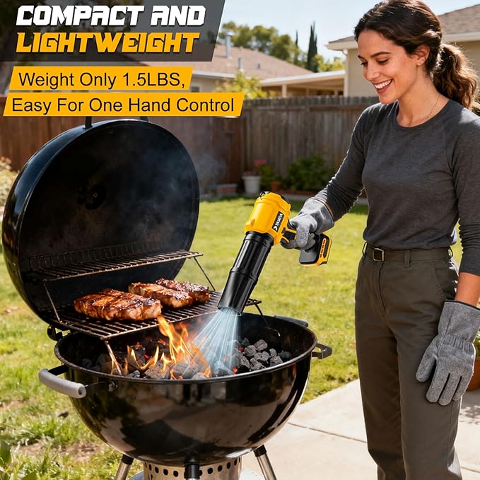 Cordless Leaf Blower Compatible for Dewalt 20V Battery(NO Battery), Mini Turbo Jet Blower with 2 Nozzles, Lightweight & One-Hand Use, for Patio Garage Yard Shop Cleaning Car Dryer(Tool Only)