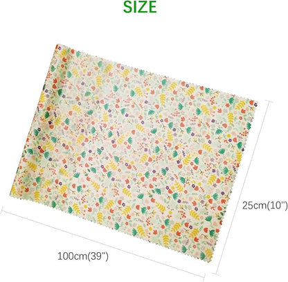 2 Roll Reusable Beeswax Wrap 10'' x 39'' Food Wrap Beeswax Paper Beeswax Food Wrappers Cotton Bread Sandwich Wrapper for Kitchen Storage Gifts