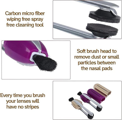 3Pcs Eyeglass Cleaning, Portable Glasses Cleanert, Lens Cleaner with Microfiber Tech Portable Glasses Cleaner Tool, Easily to Carry for Travel Commutes Office School