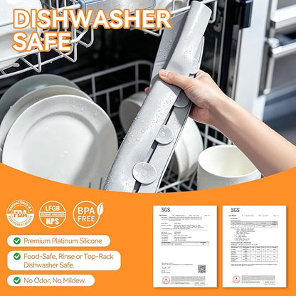 Kitchen Sink Splash Guard 22.8 Inch, Self-Draining Silicone Water Splash Guard with 7 Suction Cups, High Splash Wall & Overhang Edge, Keeps Countertop Dry, Dishwasher Safe (Gray)