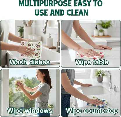 Swedish Dishcloths for Kitchen, 6 Pack Swedish Dish Cloths, Reusable Paper Towels, Washable Kitchen Cloth, 100% Biodegradable, Super Absorbent, Quick Drying