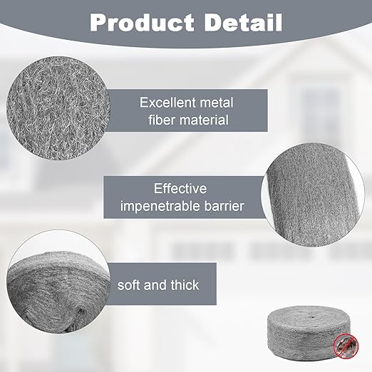 Storystore Steel Wool Mice Control, 20 FT Stainless Steel Wool Fill Fabric Roll, Gap Blocker Coarse Wire Hardware Cloth DIY Kit for Holes, Wall, Garden, Kitchen, Pipeline in Garage