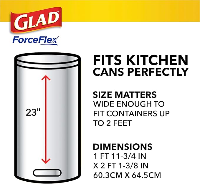 Glad ForceFlex Tall Kitchen Drawstring Trash Bags, 13 Gal, Pine-Sol Original, 40 Count (Pack of 2)