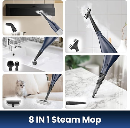 DEVOAC VM6 Scrubbing Steam Mop with Rotating Mop Pads, 10 in 1 Steam Mop, Lightweight Spin Mop & 3 Steam Modes for Hard Floor Laminate Marble Floors (Ink)