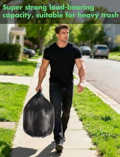 13-Gallon compostable Trash Bags: 50 Count Biodegradable Garbage Bags for tall kitchen trash can Liner, Thick Unscented, Tear & Leak Proof for Food Waste/bathroom/Garden, Black