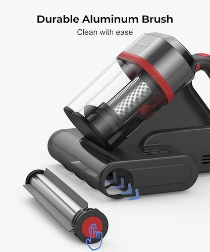 Abolee Bed Vacuum Cleaner, 6-in-1 Mattress Vacuum Cleaner Bed Vacuum Cleaner with UV-C Light & 15kPa Suction, Powerful Double-Cup Handheld Vacuum, Corded Handheld Vacuum for Dust, Silver-Gray