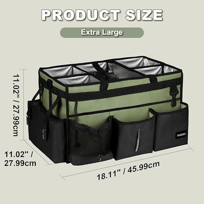 Extra Large Cleaning Caddy Bag with Built-In Support Board, Cleaning Tote Organizer with Removable Divider, Supply Carryall with Adjustable Shoulder Strap and Waist Belt for Cleaners & Housekeeper