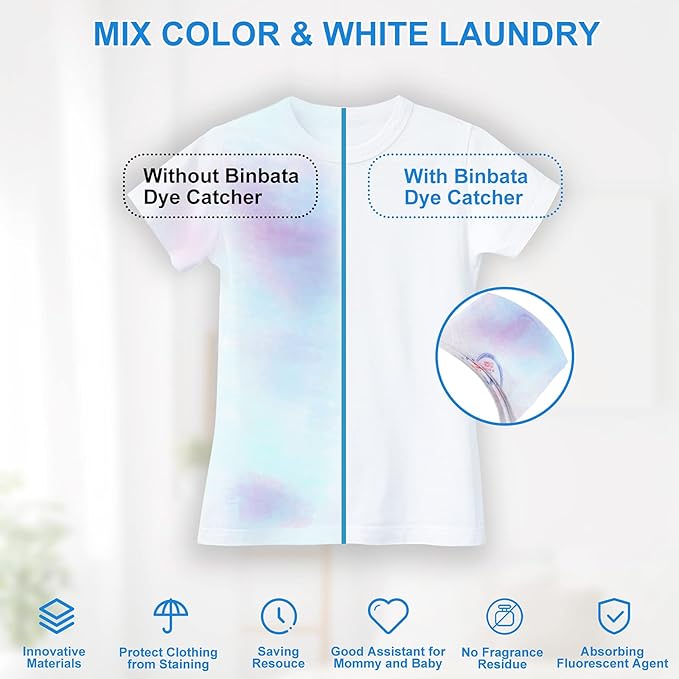 Binbata Color Grasper for Laundry 160 Count, Fragrance Free Dye Catcher Essential for Home Use, Dye Guard Grabber Sheets for Laundry in-Wash Sheets