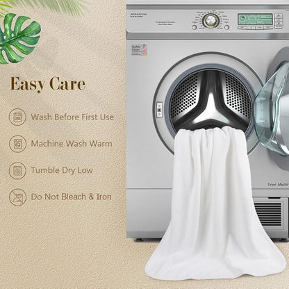 Orighty Bath Towel Pack of 4(27’’ x 54’’) - Soft Feel White Bath Towel Sets, Highly Absorbent Microfiber Towels for Body, Quick Drying, Microfiber Towels for Sport, Yoga, SPA, Fitness