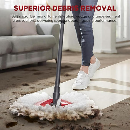 Mop Head Replacement for O-Cedar Easy Wring 1-Tank System，Exovyn Spin Mophead Replacements，Microfiber 6 Pack 360° Swivel Mop Refills，Deep Clean,Easy Cleaning，Machine Washable and Easy to Replace