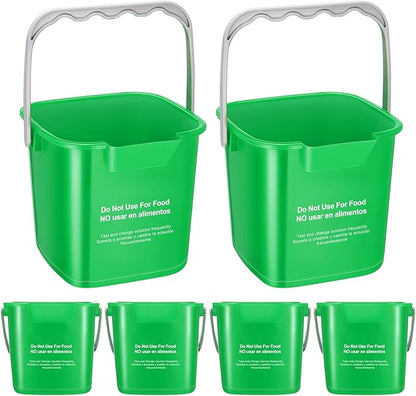 Roshtia 6 Pcs 6 Quart Cleaning Bucket Small Sanitizing Square Bucket Detergent Pail for Home Commercial Restaurant Kitchen Office School(Green)