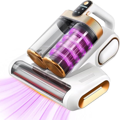 Cordless Mattress Vacuum Cleaner, 16Kpa Bed Vacuum Cleaner with 253.7nm UV-C Light & Ultrasonic Tech, HEPA Filter, Portable Handheld Vacuum for Bed Sofa Couch Crib & Pet Hair(Pearl White)