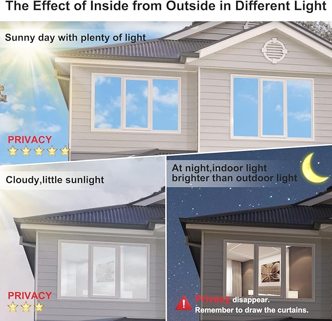 MAGIDEKOR Window Privacy Film One Way, Reflective Mirror Window Film Daytime Privacy, UV Sun Blocking Heat Control, Static Cling Window Tint for Home Office - 17.5 Inch X 6.5 Feet
